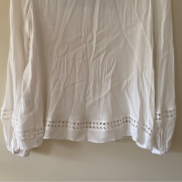 Endless Rose White Peasant Blouse Top Women's Size L Tassel Embroidered Cut Out - Picture 8 of 10